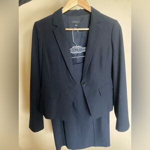 Ann Taylor Navy Women's SUIT SET - Navy Single-Button Blazer & Skirt